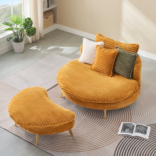Furvclv 65 Inches Accent Chair With Ottoman, Living Room Cozy Chair And Footrest Set, Thick Cushion Seated Lounge Chair With 3 Matching Pillows, Reclining Chair For Reading Room