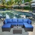 thumbnail image 1 of Furvclv 7 Piece Patio Furniture Sets, Outdoor Furniture With Glass Top Coffee Table, Rust-proof Metal Frame, Waterproof Cushion, High-density Sponge Rattan Conversation Set, 1 of 9