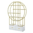 thumbnail image 1 of Furvclv 70.8 Inch Round 4 Tiers Bookcase Bookshelf, Display Shelf, 2 Drawers, Gold Frame Different Placement Ways, MDF Board, For Office Home Decoration, 1 of 9