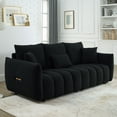 thumbnail image 1 of Furvclv 82" Premium Teddy Fabric Sofa Upholstered Couch With 3 Back Pillows 3 Back Cushions Armrest Couch 3-Seater Sofa For Guest Room Office Living Room Bedroom, 1 of 8