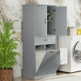 thumbnail image 1 of Furvclv Bathroom Storage Cabinet With 2 Laundry Baskets, Tall Anti-Tipping Tilt-Out Double Doors Hidden Laundry Hamper Cabinet With 2 Doors & 1 Drawer For Laundry Room, 1 of 9