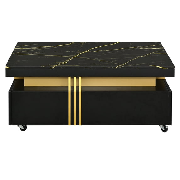 Furvclv Contemporary Coffee Table Cocktail Center Coffee Table With Caster Wheels Table Storage Drawers Modern Floor Coffee Table For Living Room Bedrooms Apartment