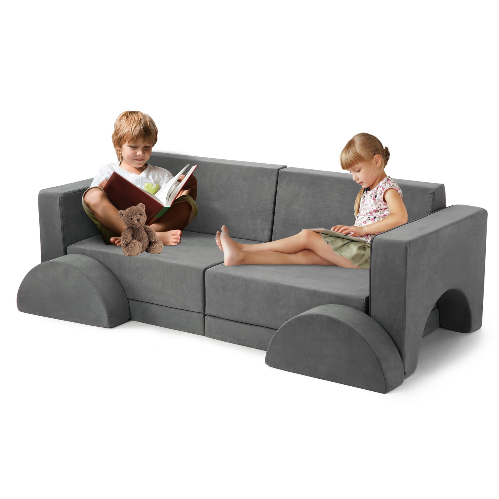 Furvclv Creative Modular Kids Couch: 8-Piece Toddler Sofa Set for