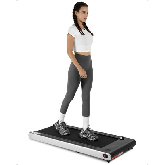 Furvclv Under Desk Walking Pad Treadmill, 1-6KM/H for Running Walking, Remote & Button Control with LCD Monitor, 2.25HP Electric Compact Space Folding Treadmill for Home Office