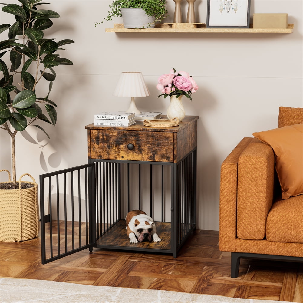 Furvclv Dog Crate Furniture, Decorative Dog Kennel, Wooden Dog Crate ...