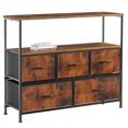 thumbnail image 1 of Furvclv Dresser For Bedroom, 5 Drawer Dresser, Closet Fabric Dresser With Metal Frame Media Console Table Steel Frame With Open Shelf, Wood Top For Closet, Entryway, 1 of 7
