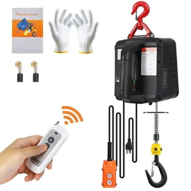 Furvclv Electric Hoist, Electric Winch 110V, 1100 lbs Portable Winch with Wire and Wireless Remote Control, Lift 16ft/min with Overload Protection for Factories, Warehouses, Construction Sites, Etc