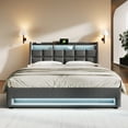 thumbnail image 1 of Furvclv Full Size Upholstered Platform Bed With Hydraulic Storage System, LED Lights, USB Charging Slat Mattress Foundation, No Box Spring Needed For Bedroom Living Room, 1 of 9