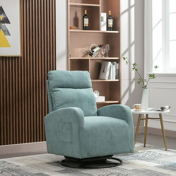Furvclv Glider Rocking Chair, Upholstery Comfortable Glider Chair, Metal Base Comfy Tall Back Rocking Armchair, Accent Reading Chair, For Bedroom, Living Room, Nursery, Playroom