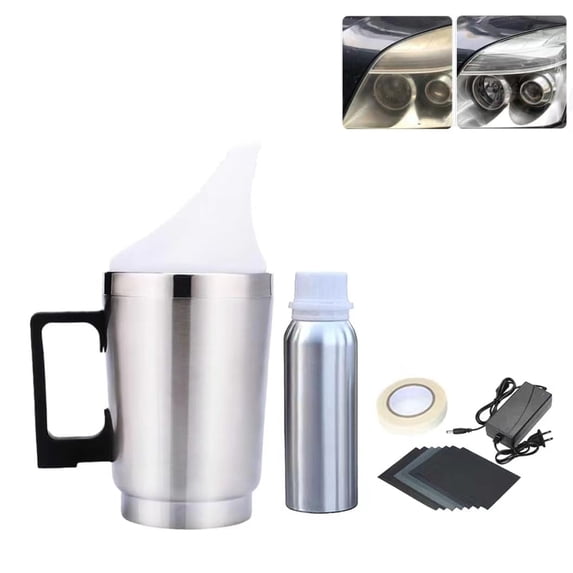 Furvclv Headlight Restoration Kit, Atomizing Cup Headlight Vapor Renovation Tool For Head Light Yellowing, Haze, Oxidation Removing (1 Set-100ML Repair Liquid)