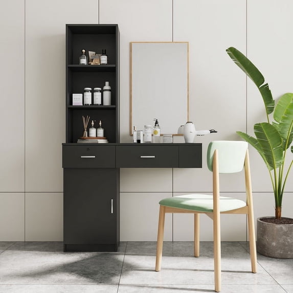 Furvclv Home Office Computer Desk, Makeup Vanity Dressing Table With Drawers, Cabinet, Modern Writing Desk Makeup Dressing Table With Multi-layer Storage For Bedroom