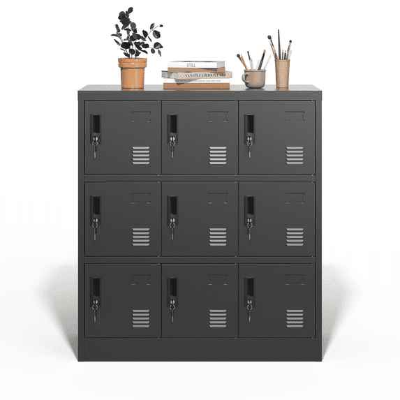 Furvclv Metal Locker For Employees, Multiple Doors Lockable Steel Locker With Card Slots, Vents Design, Industrial Storage Locker For School Office, Easy Assembly