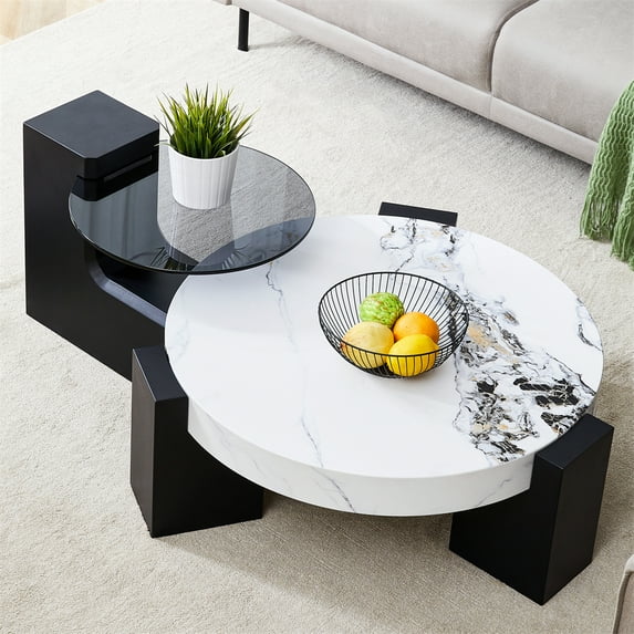 Furvclv Modern 2-Decker Detachable Coffee Table, Anti-Collision End Table, Space-Saving Mulitfunctional Accent Table For Small Spaces Living Room Bedroom