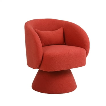 Furvclv Modern Swivel Accent Chair, Comfy Single Sofa Barrel Chair For Living Room, Upholstered Couch Chair With Backrest And Lumbar Pillow For Reading Room