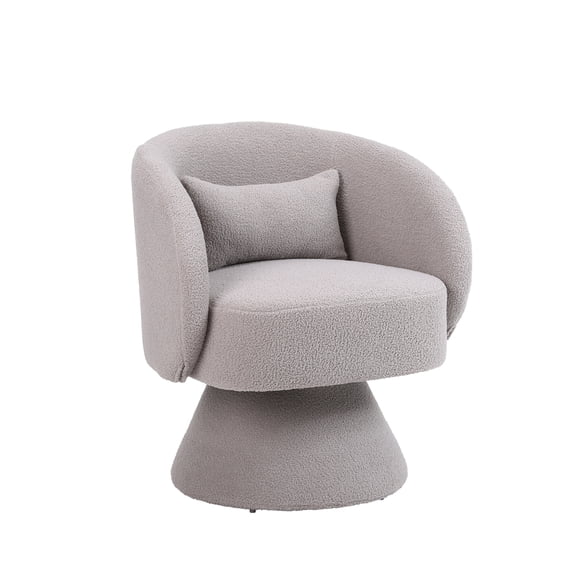 Furvclv Modern Swivel Accent Chair, Comfy Single Sofa Barrel Chair For Living Room, Upholstered Couch Chair With Backrest And Lumbar Pillow For Reading Room