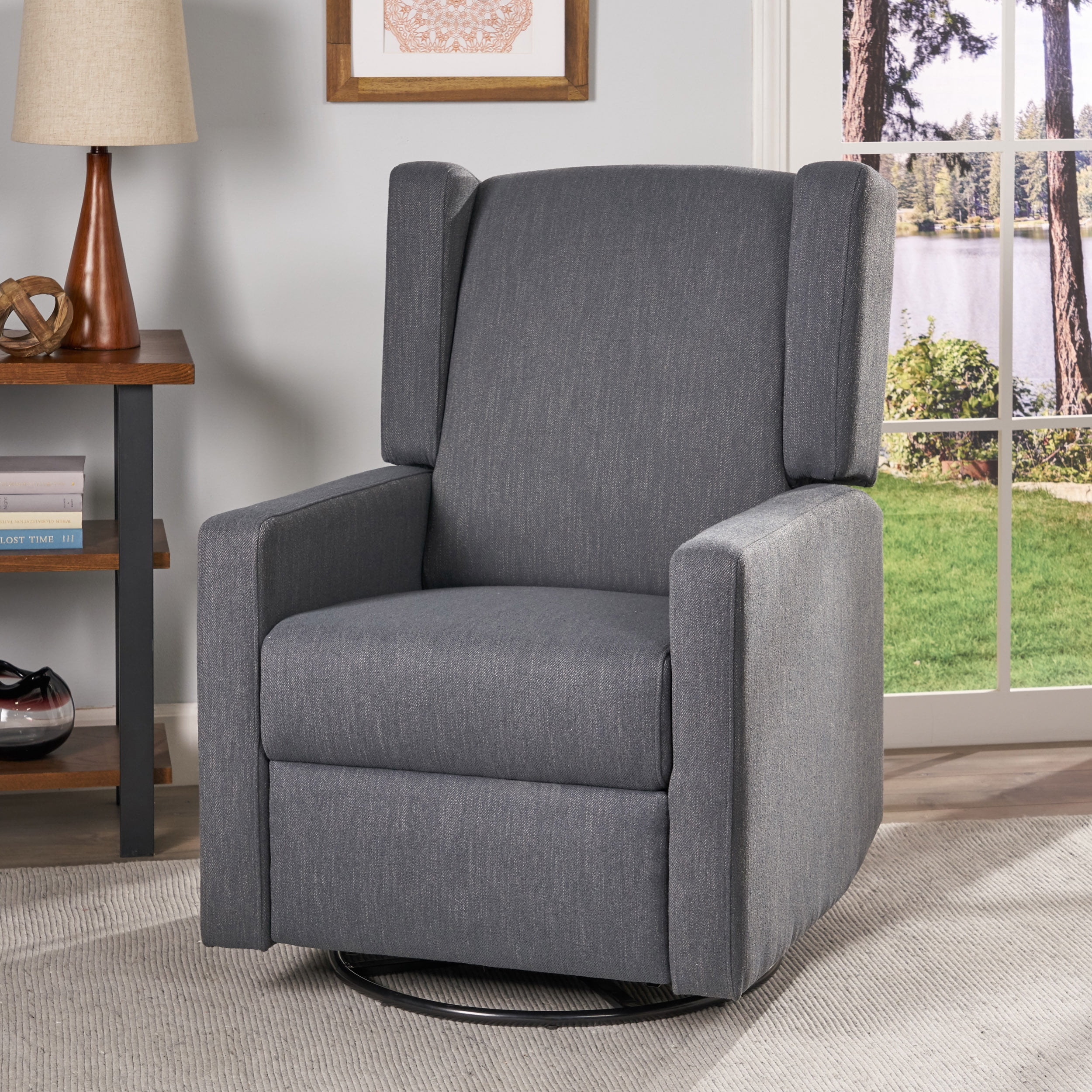 Furvclv Modern Swivel Rocker Recliner Chair, Upholstered Glider Rocker ...