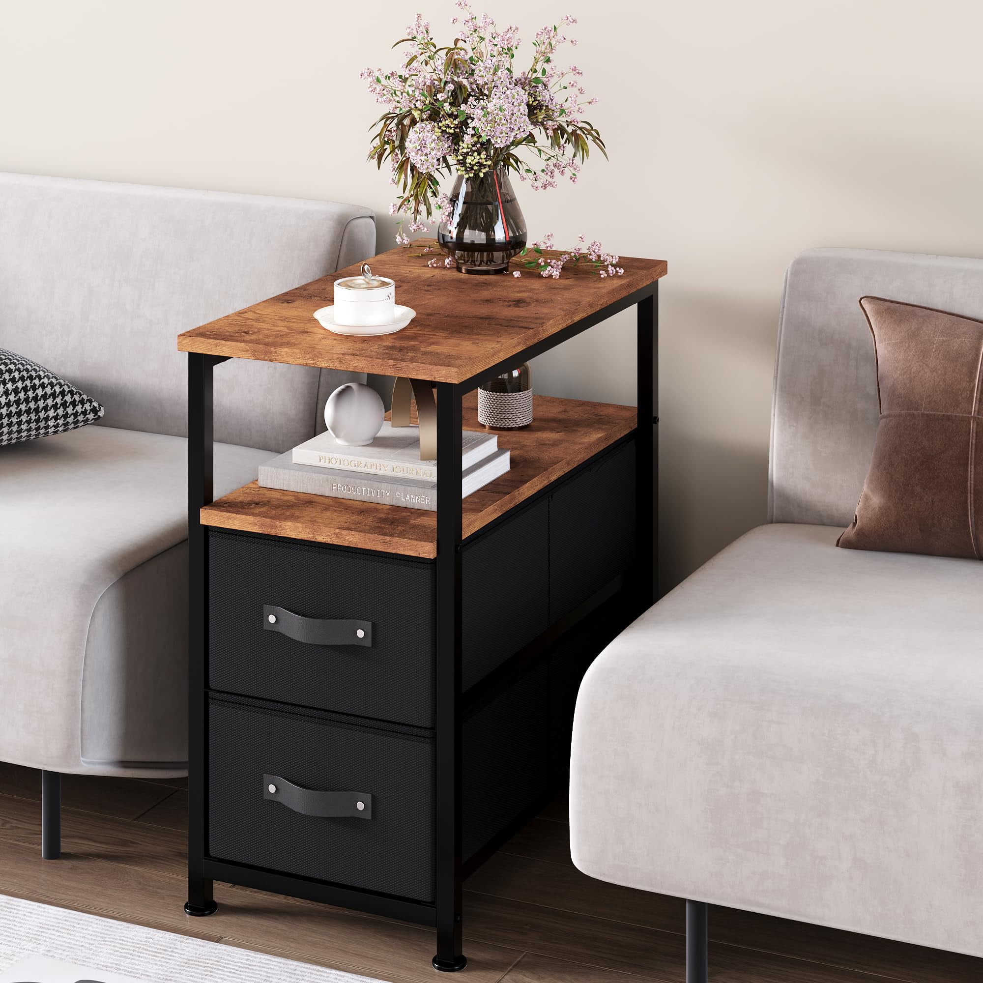 Furvclv Nightstand Dresser, Side Table with Storage End Table with 2