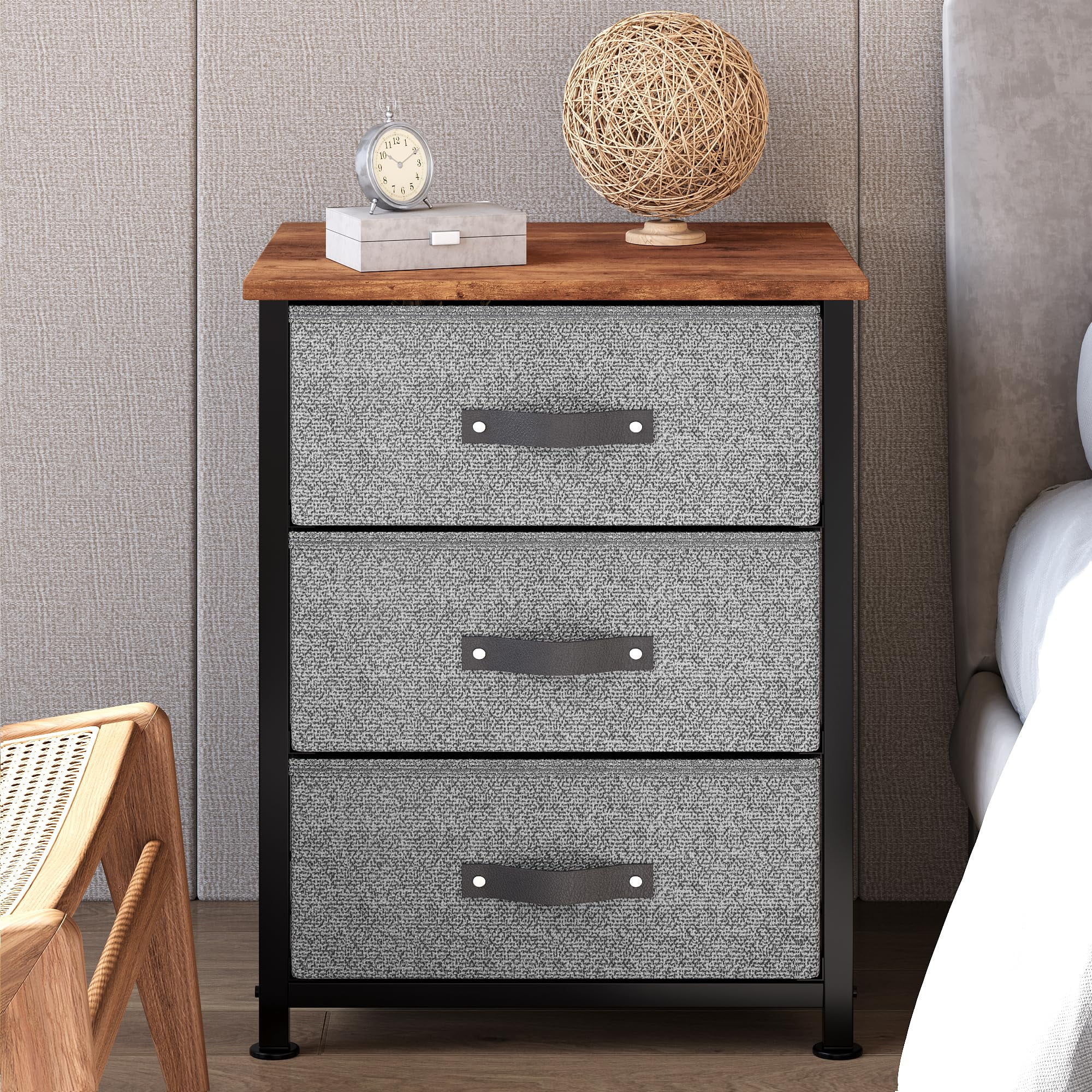 Furvclv Nightstand Dresser, Side Table with Storage End Table with 3