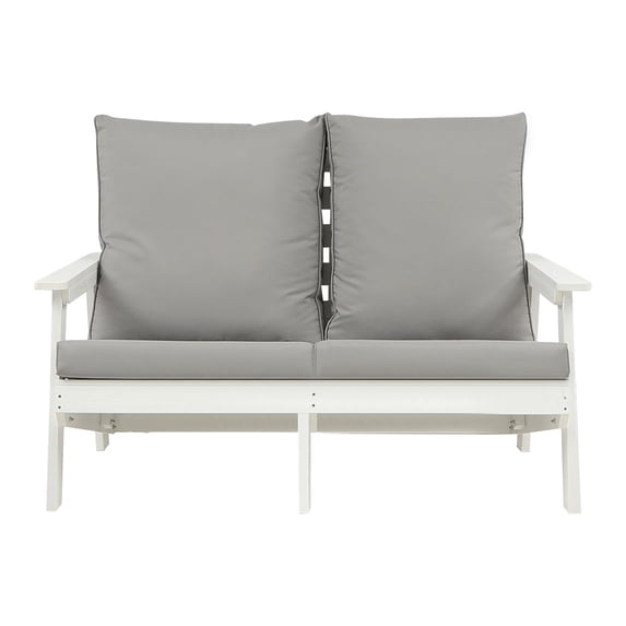 Furvclv Outdoor Backyard Patio Sofa, All Weather Patio Furniture, Outdoor Garden Comfortable Sofa, With Cushion, HIPS Frames, Stainless Steel Hardware Sofa Chair