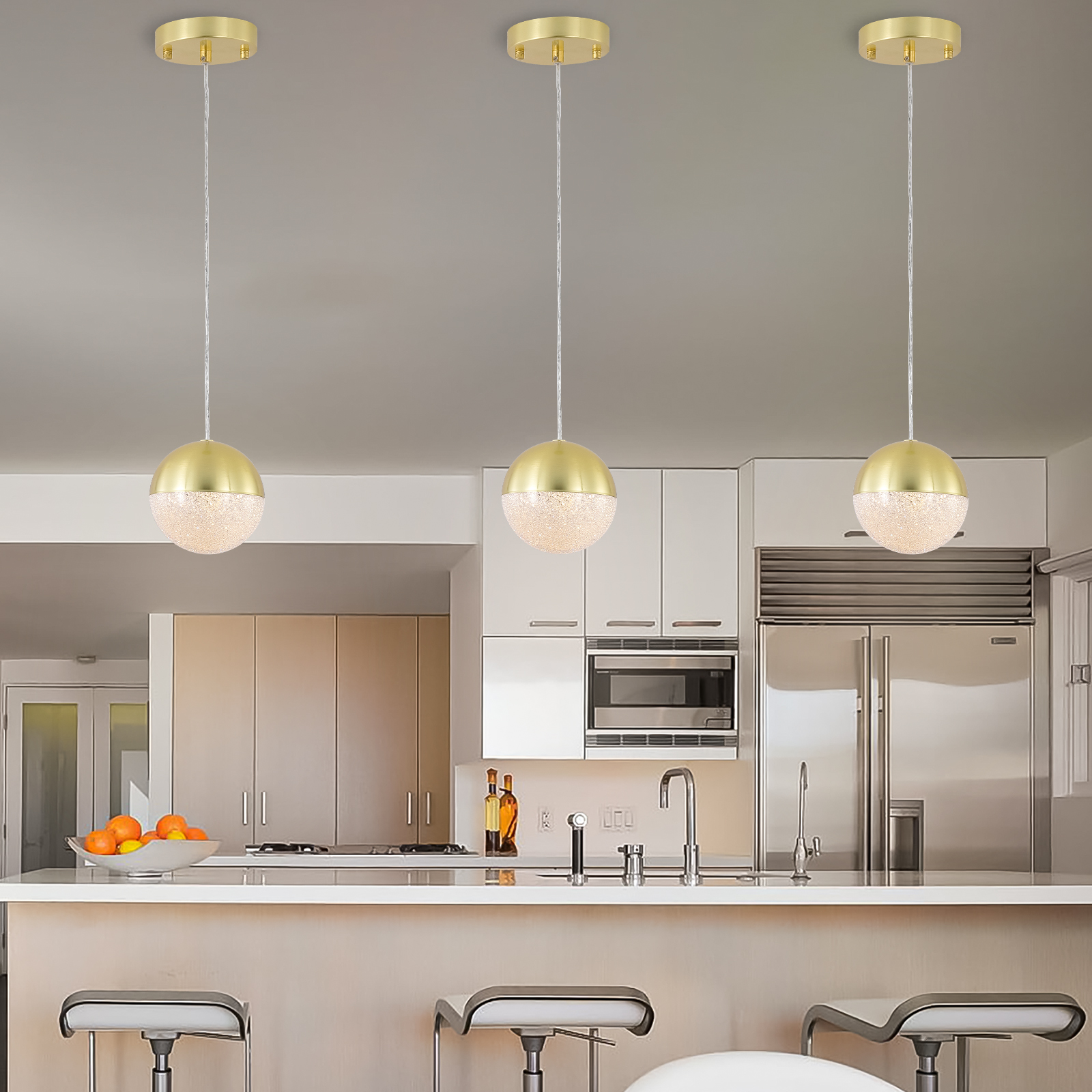 Furvclv Pendant Lamps Set Of 3, Modern Pendant Light, Dimmable LED