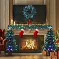 thumbnail image 1 of Furvclv Pre Lit Christmas 4 Piece Set, Door Wreath & Garland & 2 Entrance Trees Set With 155 Colorful LED Lights, Artificial Festival Celebration Set For Xmas Home Porch, 1 of 9