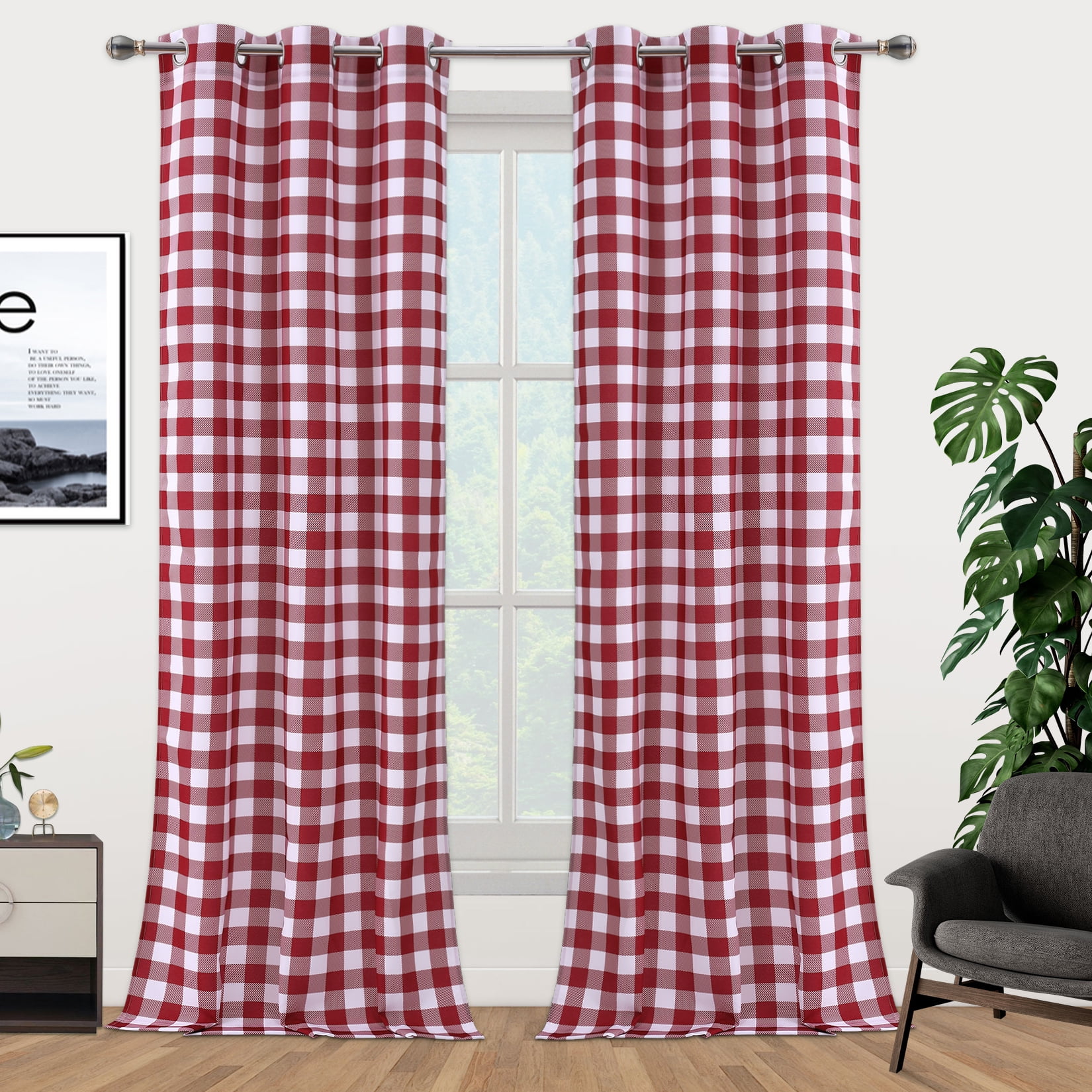 Buffalo Check Rod Pocket Curtains - Red - 72 Inches - The Vermont Country Store