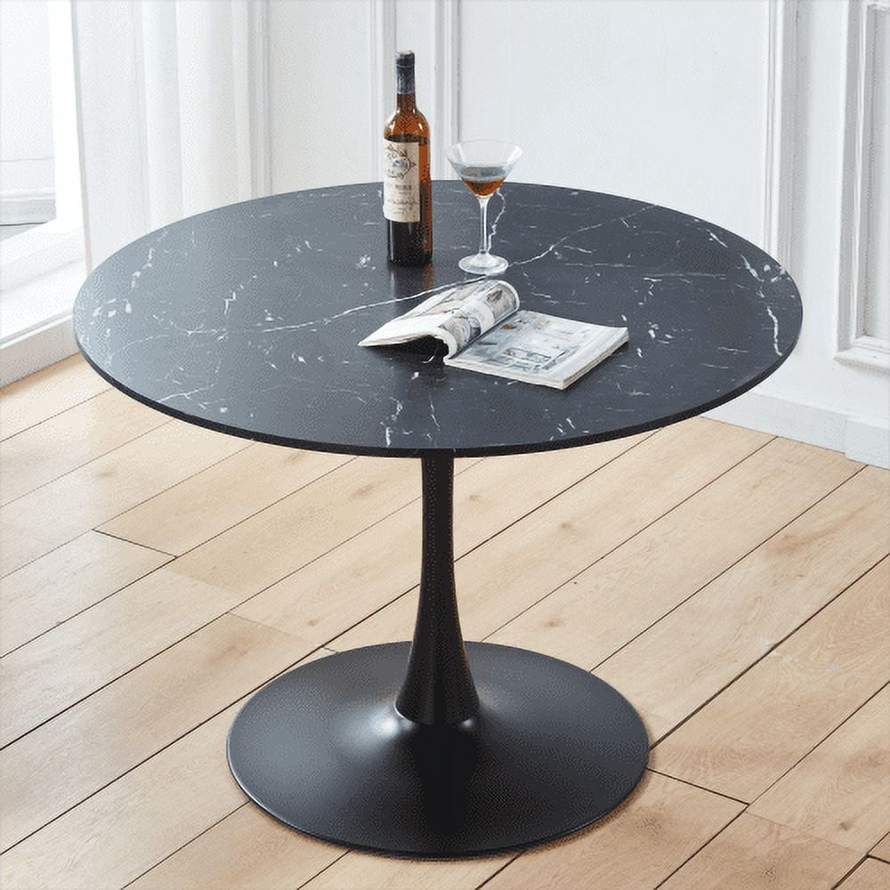 Furvclv Round Dining Table With MDF Table Top & Metal Base Pedestal ...