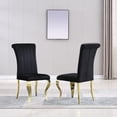 thumbnail image 1 of Furvclv Tufted Dining Room Chairs Set Of 2, Upholstered Accent Dinner Chairs With Stainless Steel Legs, Modern Velvet Armless Chairs With Stripe Backrest For Living Room ﻿, 1 of 9