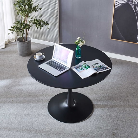 Furvclv Tulip Table, Mid-century Dining Table, For 4-6 People, With Round Tabletop, Pedestal Dining Table, Modern Leisure Coffee Table for Dinning Room, Bedroom, Kitchen