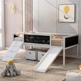 thumbnail image 1 of Furvclv Twin Size Loft Bed, Twin Bed Frame With 2 Storage Boxes, Climbing Frame, Slide, Double-sided Chalkboard, Guardrail Multi-Functional Wood Loft Bed, 1 of 9