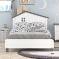thumbnail image 1 of Furvclv Twin Size Wood Platform Bed Frame, Solid Wood Slats Support Bed Frame With House Shape Headboard, Solid Stable Twin Platform Bed, Easy Assembly, 1 of 9