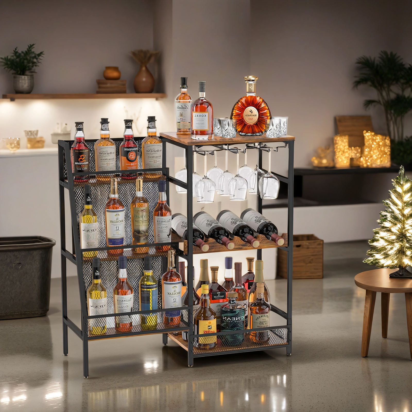 Bar Counter Racks Furvclv Versatile Wine Rack Freestanding Floor Bar Cabinet For Liquor ...
