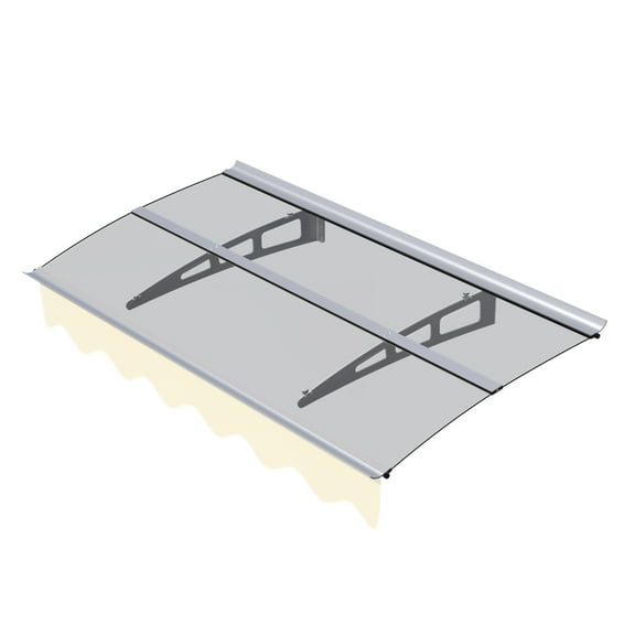 Furvclv Window Awning, Polycarbonate Cover Awnings For Patio, 59"xD34" Front Door Outdoor Patio Awning Canopy, Rain Snow Sunlight Protection Solid Sheet