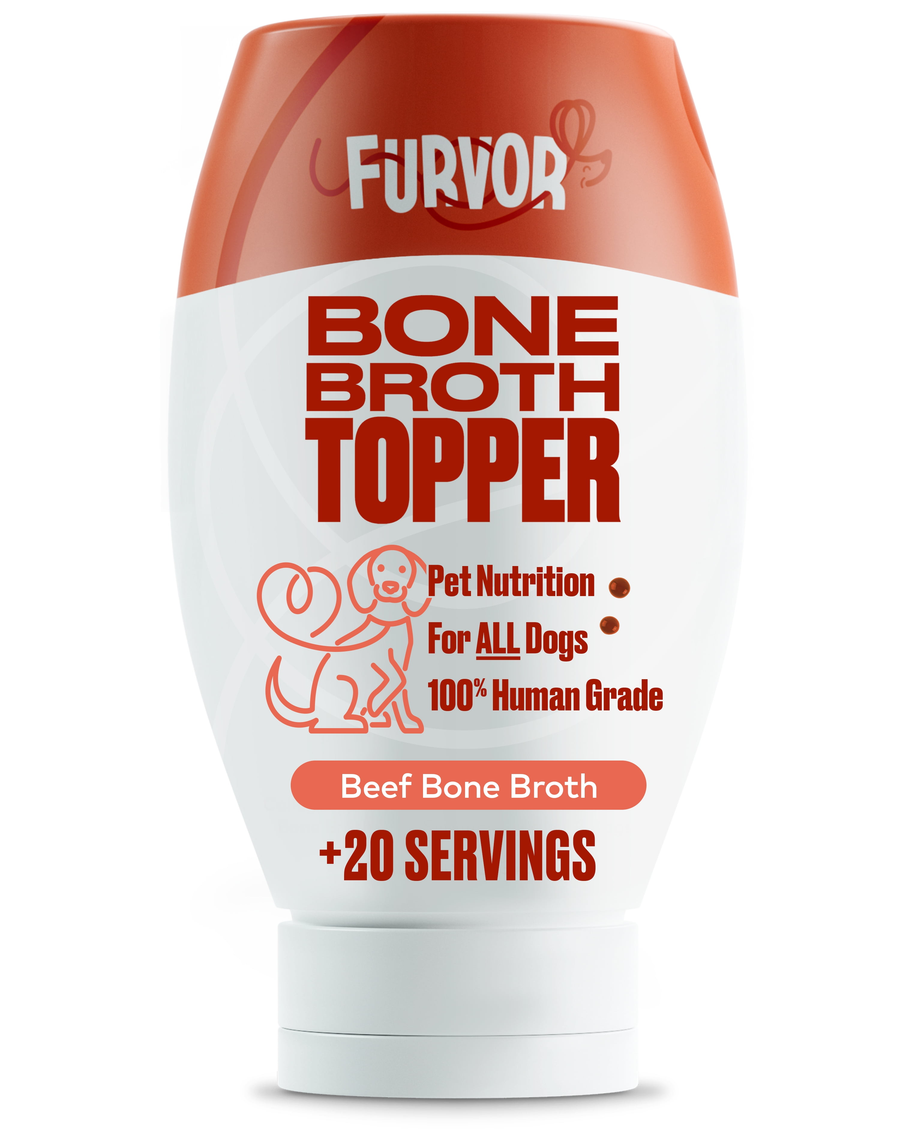 Furvor Beef Bone Broth for Dogs Collagen Protein Supplement for Digestion, Mobility, Immune System, Dog Food Topper, 12 oz