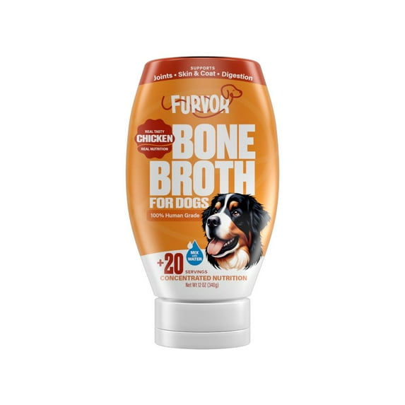 Furvor Chicken Broth for Dogs, Bone Broth Collagen Protein, 12 oz