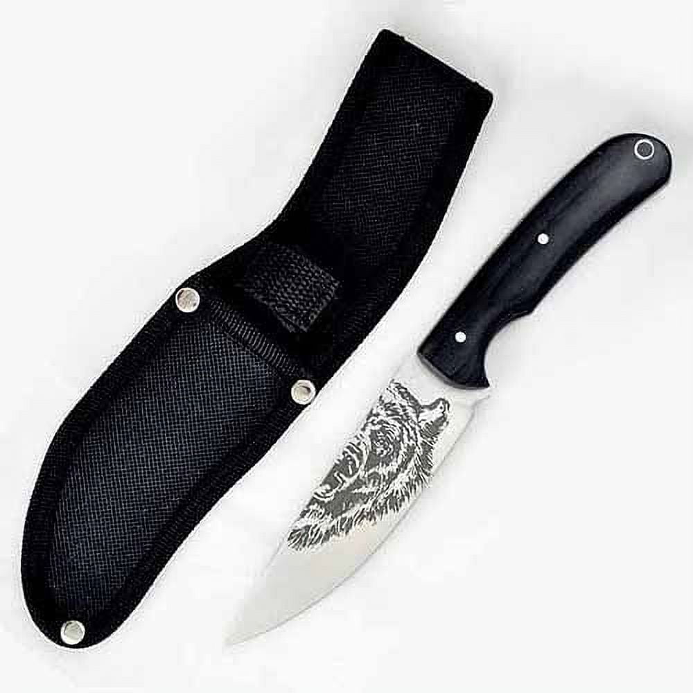 Handmade Damascus Hunting Knife, Bushcraft Knife with Sheath, 9'' EDC  Survival Knife for Men, Fixed Blade, Rosewood Handle
