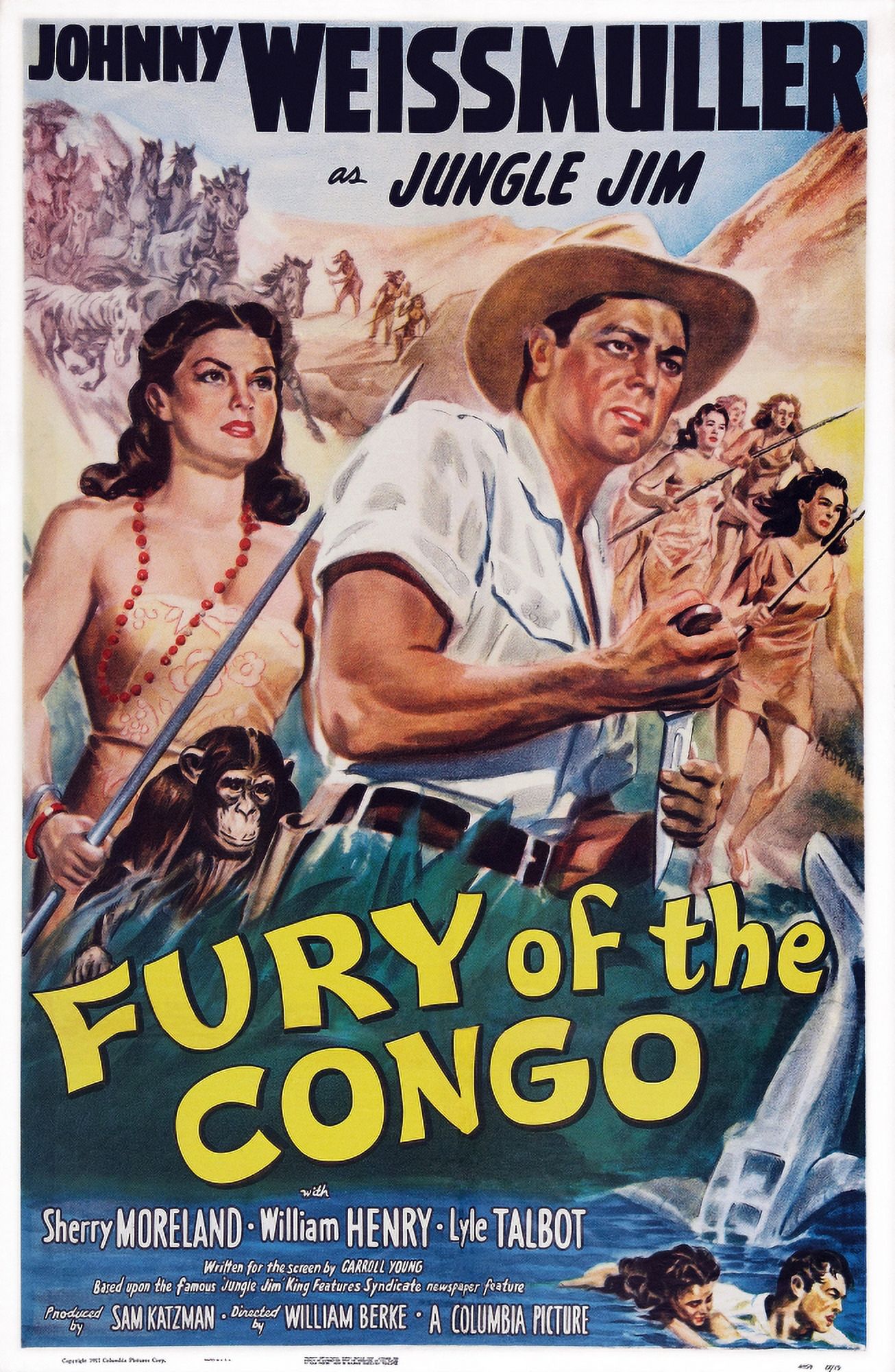 Fury Of The Congo Us Poster Art From Left: Sherry Moreland Johnny Weissmuller 1951 Movie Poster Masterprint (24 x 36) - image 1 of 1