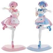 Furyu ReZero Rem Ram Yumekawa Maid Ver. Tenitol Figure Set With Bonus