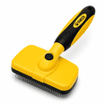 thumbnail image 1 of Furzzi Self Cleaning Slicker Brush - Skin Friendly Deshedding Grooming Tool for Dogs & Cats, Suitable for Shedding & Haired Pets, with Pet Supplies Accessories, Yellow, Small, 1 of 5