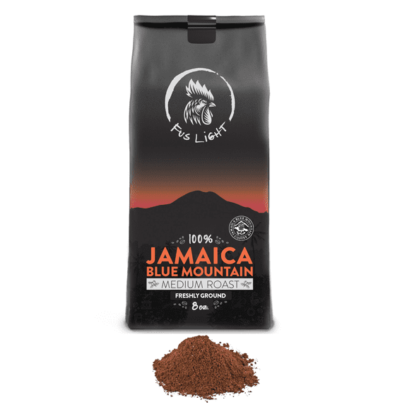 Fus Light Certified Authentic Genuine Blue Mountain Coffee from Jamaica 8 Ounce Ground Farm to Cup Medium Roast