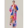 thumbnail image 1 of HT 360 Collective Designer Fuschia Dress Plunged Neckline Maxi Dress Abstract Print, 1 of 4