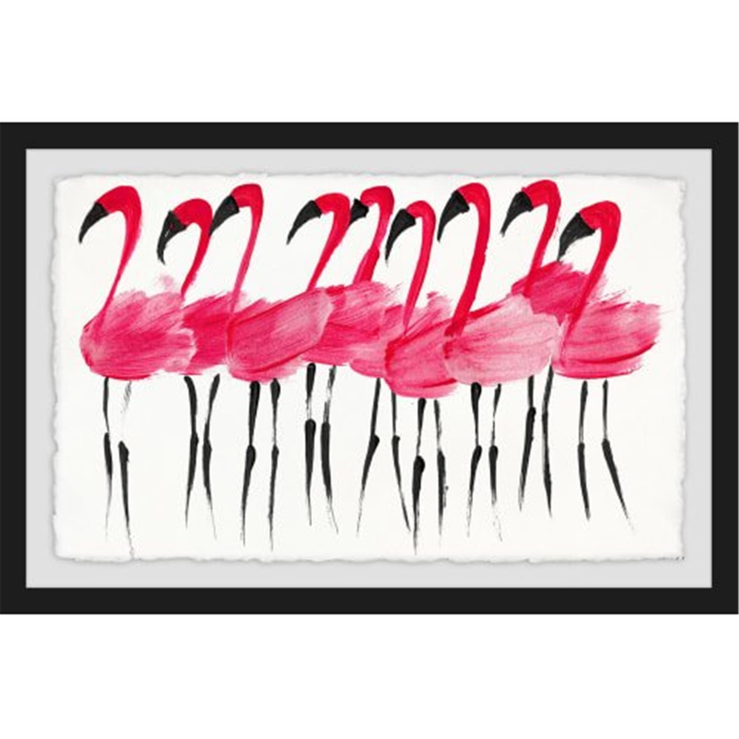 Vibrant Pink Flamingos Canvas Print with Black Frame