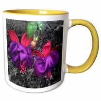 3drose, Fuschia Flower, 15oz Two-tone Yellow Mug