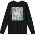 thumbnail image 1 of Fuschia Flowers Adult Black Crew Neck Long Sleee Tee-Medium, 1 of 6