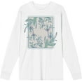 thumbnail image 1 of Fuschia Flowers Adult White Crew Neck Long Sleee Tee-XXL, 1 of 6