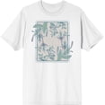 thumbnail image 1 of Fuschia Flowers Adult White Crew Neck Short Sleee Tee-Medium, 1 of 4
