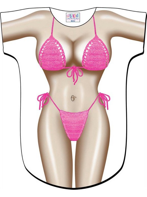 Fuschia Macrame Bikini Body Tee Shirt Cover-Up #3 (Plus Size)
