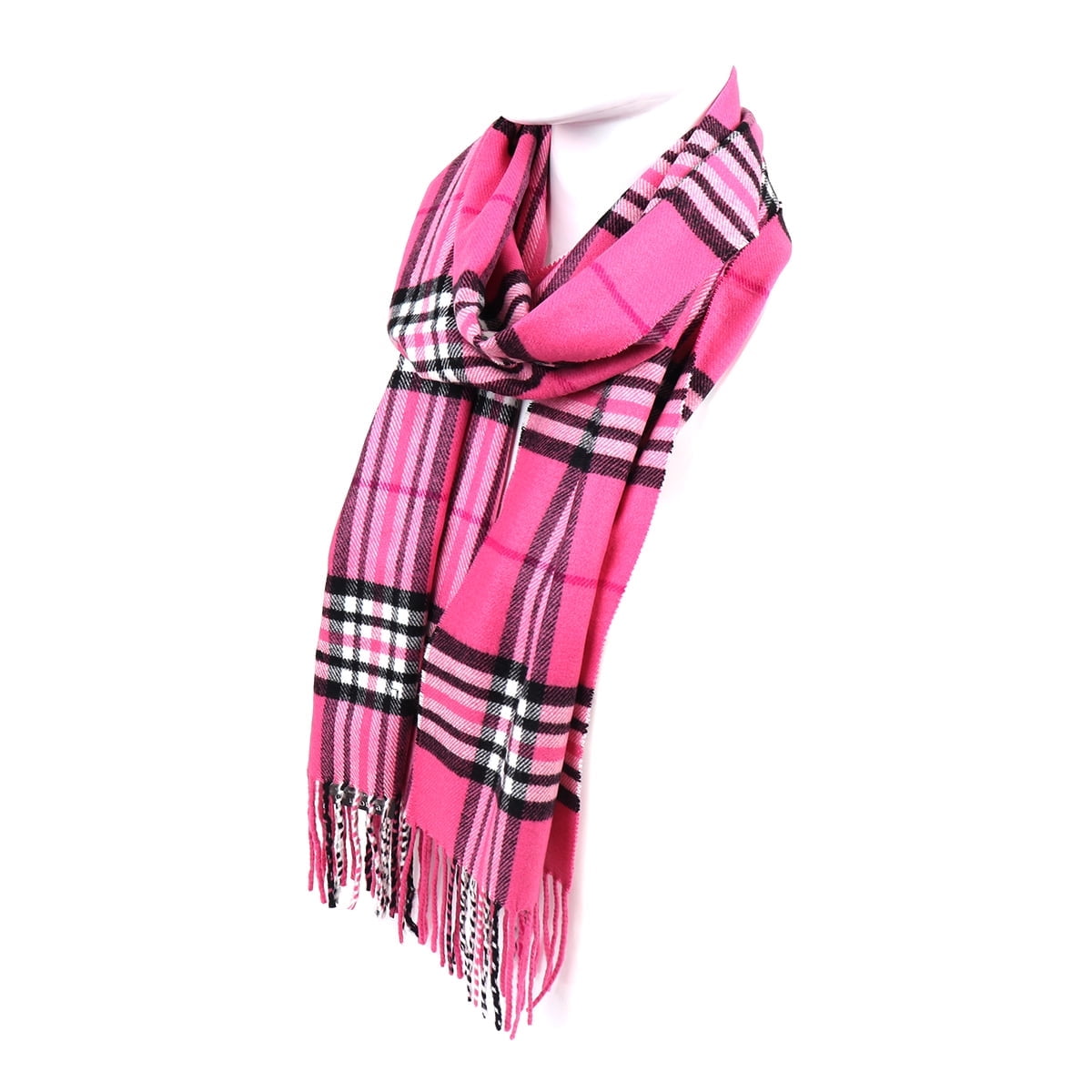 Fuschia/Pink/Black Plaid Fall/Winter Scarf for Men & Women-Plaid