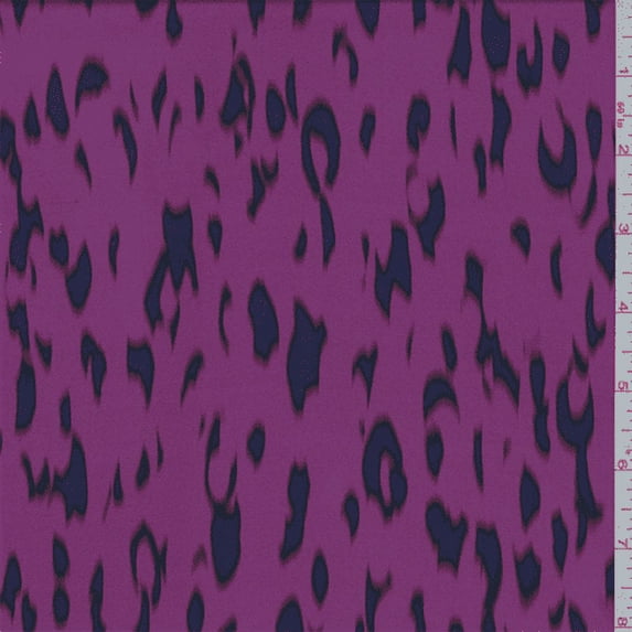 Fuschia Pink Print Silk Crepe de Chine, Fabric Sold By the Yard