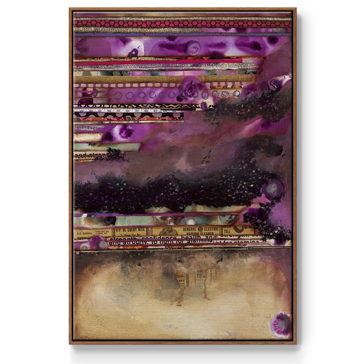 Fuschia on Fire Framed Premium Gallery Wrapped Canvas - Ready to Hang - 27 x 41 - Walnut Floating Frame